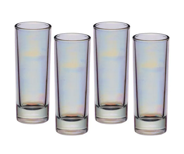 Set Of 4 Iridescent Tall Shot Glasses