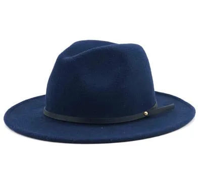 Simple Women Men Wool Vintage Gangster Trilby Felt Fedora Hat With Wide Brim Gentleman Elegant Lady Winter Autumn Jazz Caps