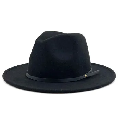 Simple Women Men Wool Vintage Gangster Trilby Felt Fedora Hat With Wide Brim Gentleman Elegant Lady Winter Autumn Jazz Caps