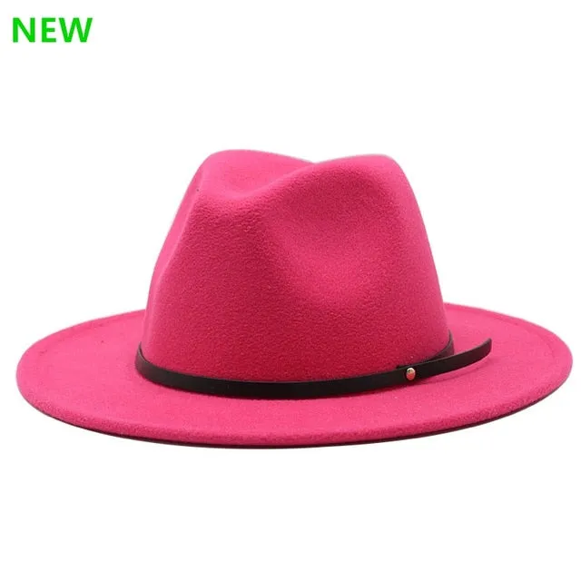 Simple Women Men Wool Vintage Gangster Trilby Felt Fedora Hat With Wide Brim Gentleman Elegant Lady Winter Autumn Jazz Caps