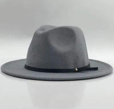 Simple Women Men Wool Vintage Gangster Trilby Felt Fedora Hat With Wide Brim Gentleman Elegant Lady Winter Autumn Jazz Caps