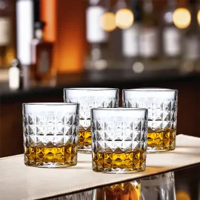 The Better Home Zest Whiskey Glasses Set of 4 (270ml Each) | Lead Free Whiskey Glass | Crystal Glass for Bar Home | Glass for Drinks | Cocktail Glasses | Highball Glass | Heavy Bottom Drinking Glass