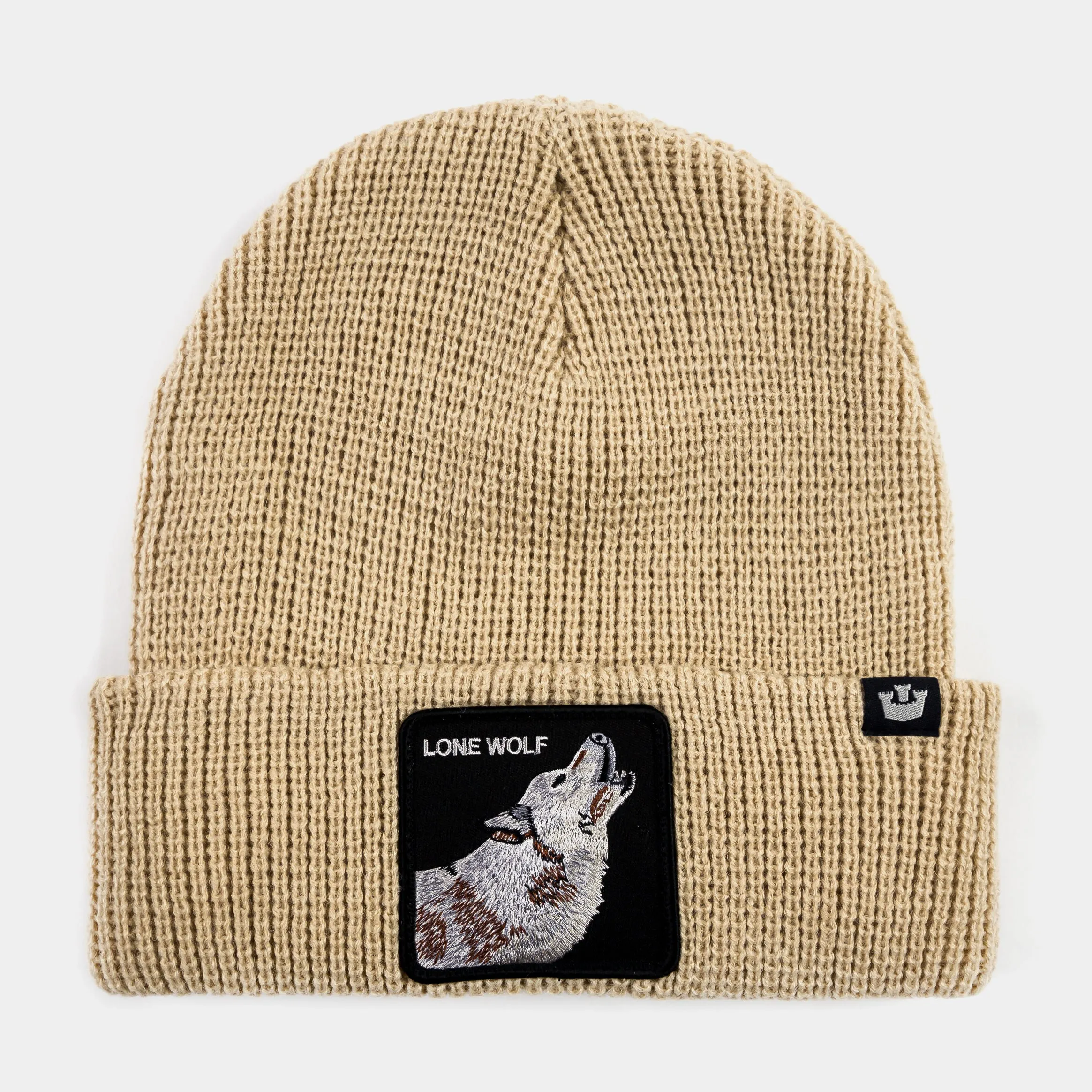 The Lone Wolf Beanie Mens Hat (Beige)