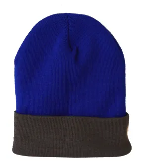 TopHeadwear's Winter Cuffed Beanie Cap Two Toned - Blue Grey