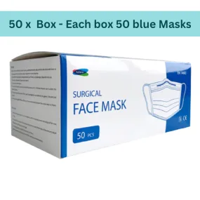 Type IIR Surgical Masks 50 x Box - Each box 50 blue Masks