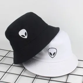 Unisex Embroidered Alien Foldable Bucket Hat