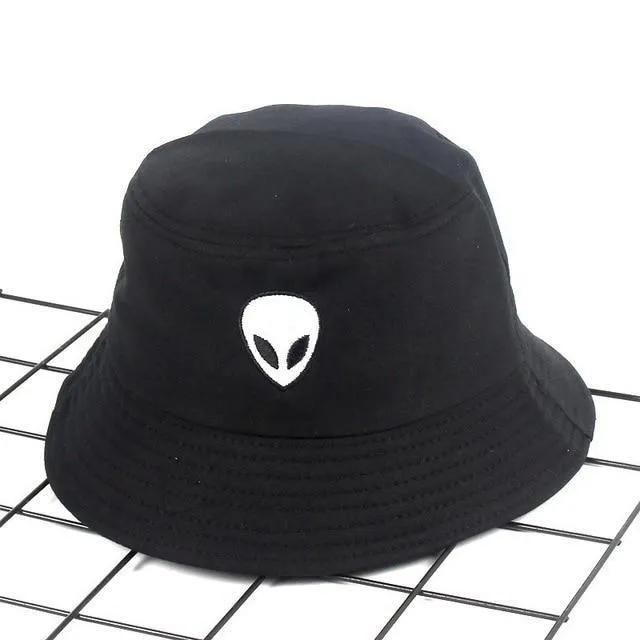 Unisex Embroidered Alien Foldable Bucket Hat