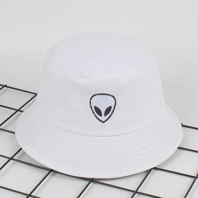 Unisex Embroidered Alien Foldable Bucket Hat