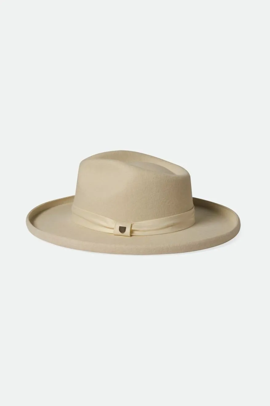 Victoria Felt Fedora - Off White/Off White Satin