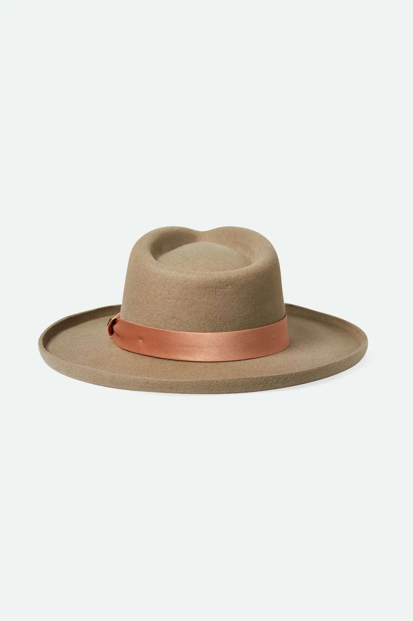 Victoria Felt Fedora - Timberwolf/Rose Gold Satin