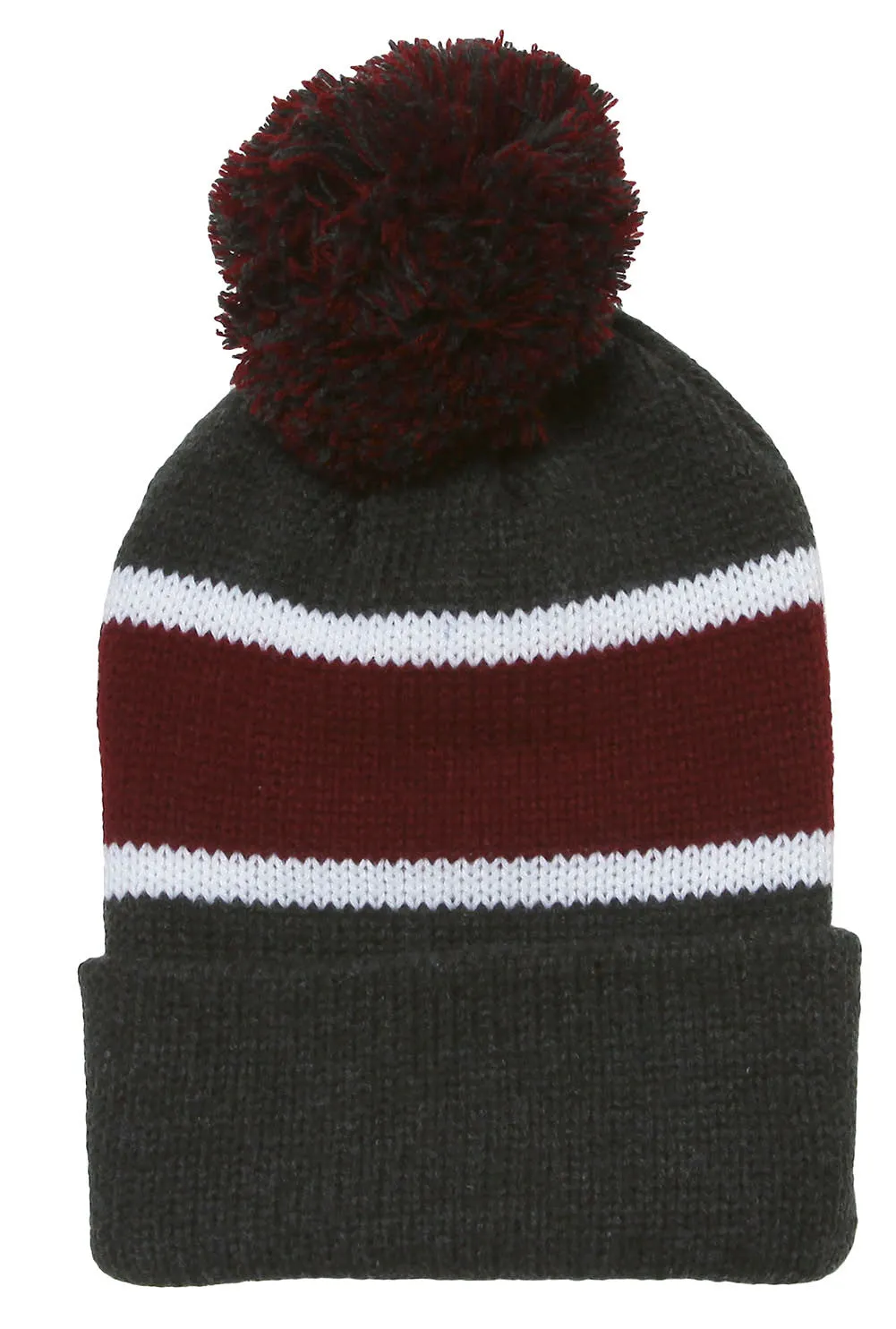 Winter Striped Beanie with Pom