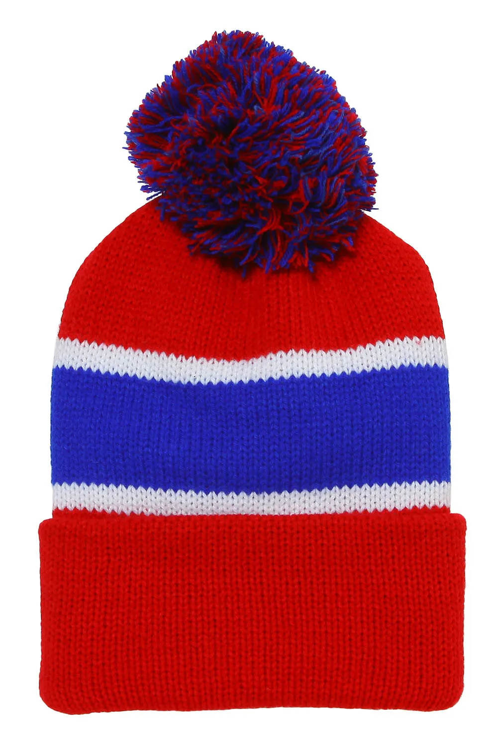 Winter Striped Beanie with Pom