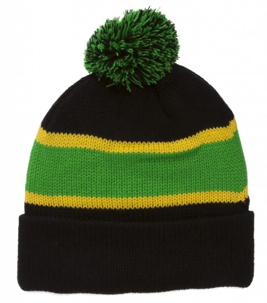 Winter Striped Beanie with Pom