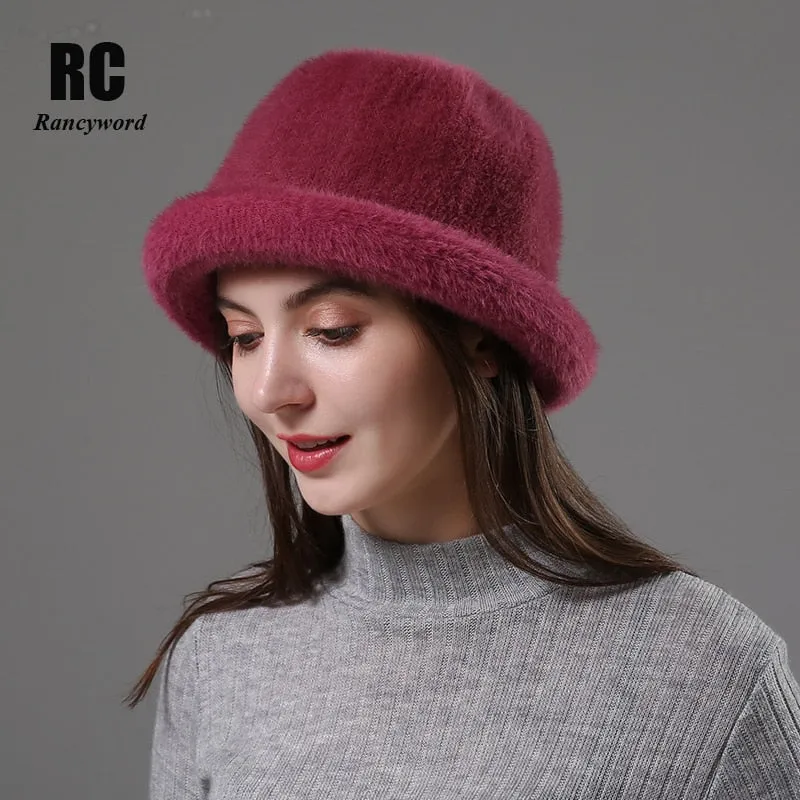 Wool Elegant Women Hat Dome Short Brim Hats Female British Retro Autumn Winter Basin Cap Faux velvet Hat RC2070